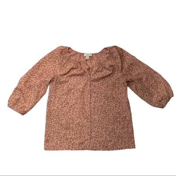 Loft NWOT Leopard Print Split Neck Button Blouse - Picture 2 of 8